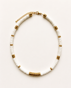 Collier Soléa - coquillage blanc & Hématite doré