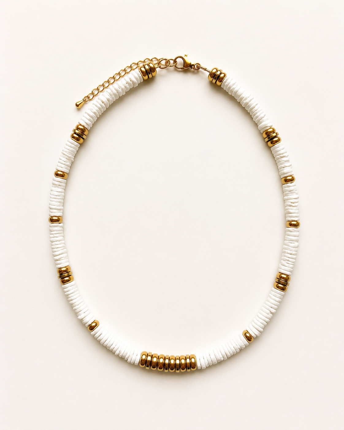 Collier Soléa - coquillage blanc & Hématite doré
