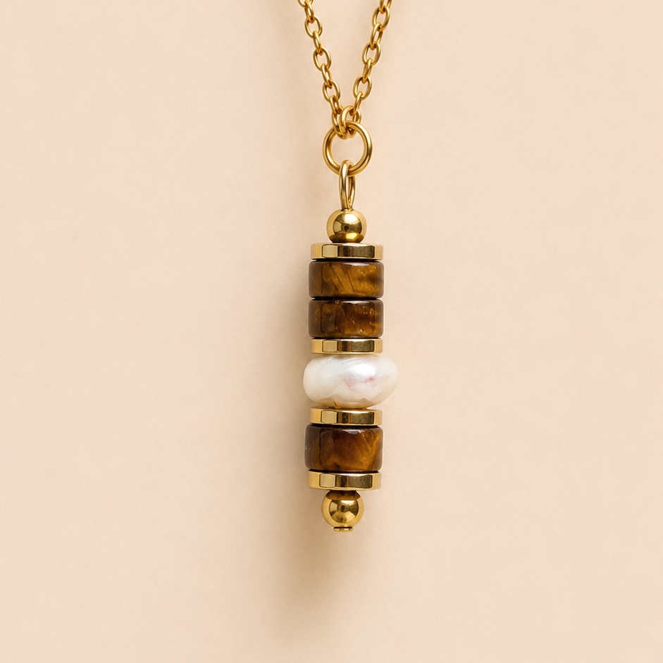 Talisman Sienna – Œil de tigre & nacre
