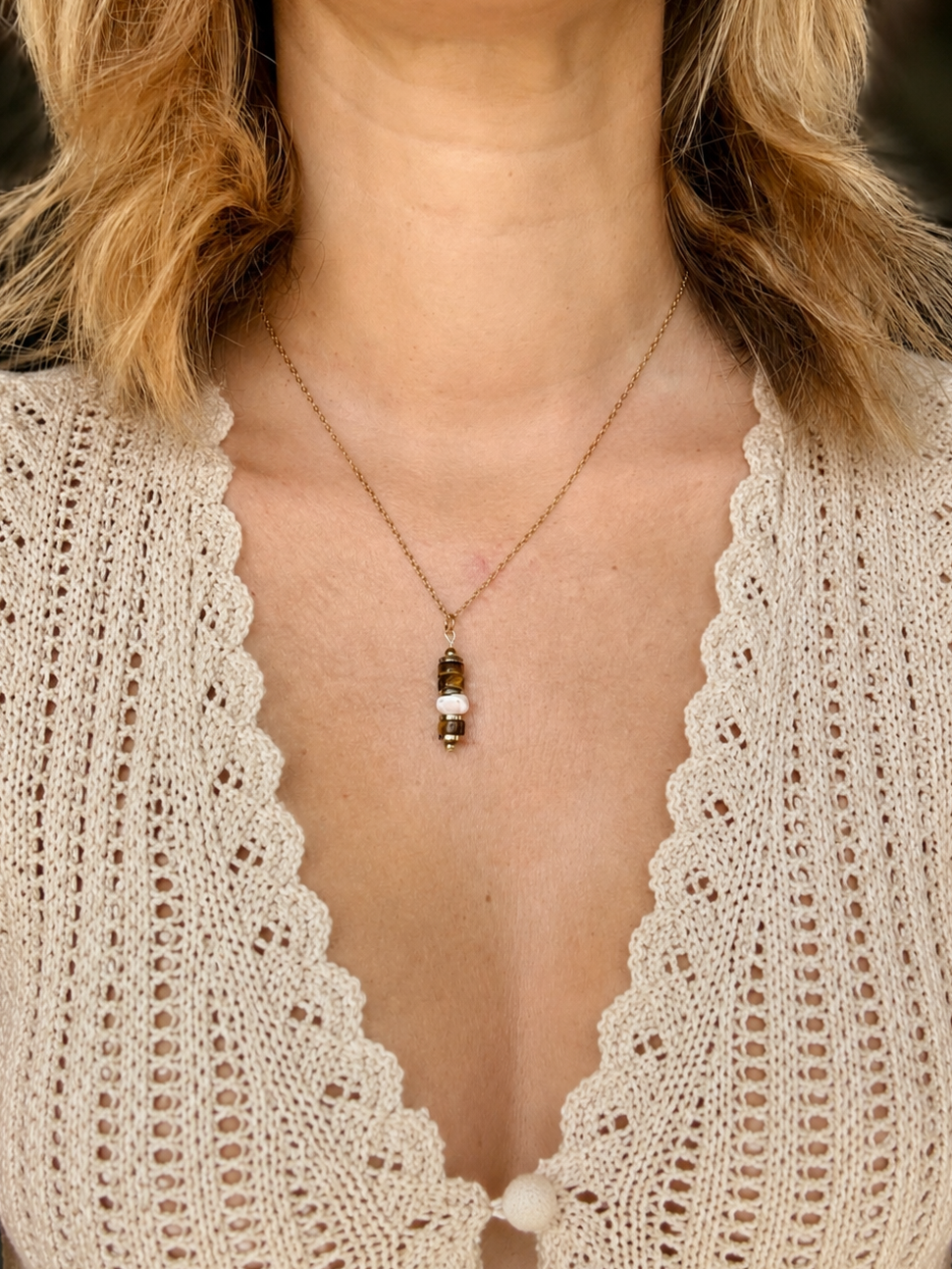 Talisman Sienna – Œil de tigre & nacre