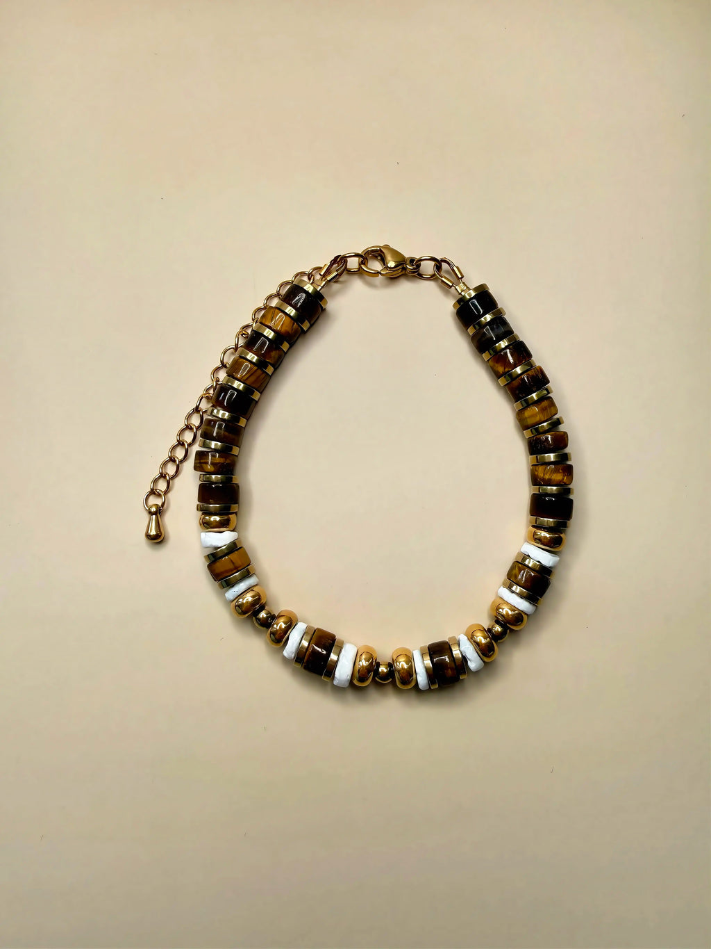 Bracelet SIENNA — DUNE – Œil de tigre & coquillage