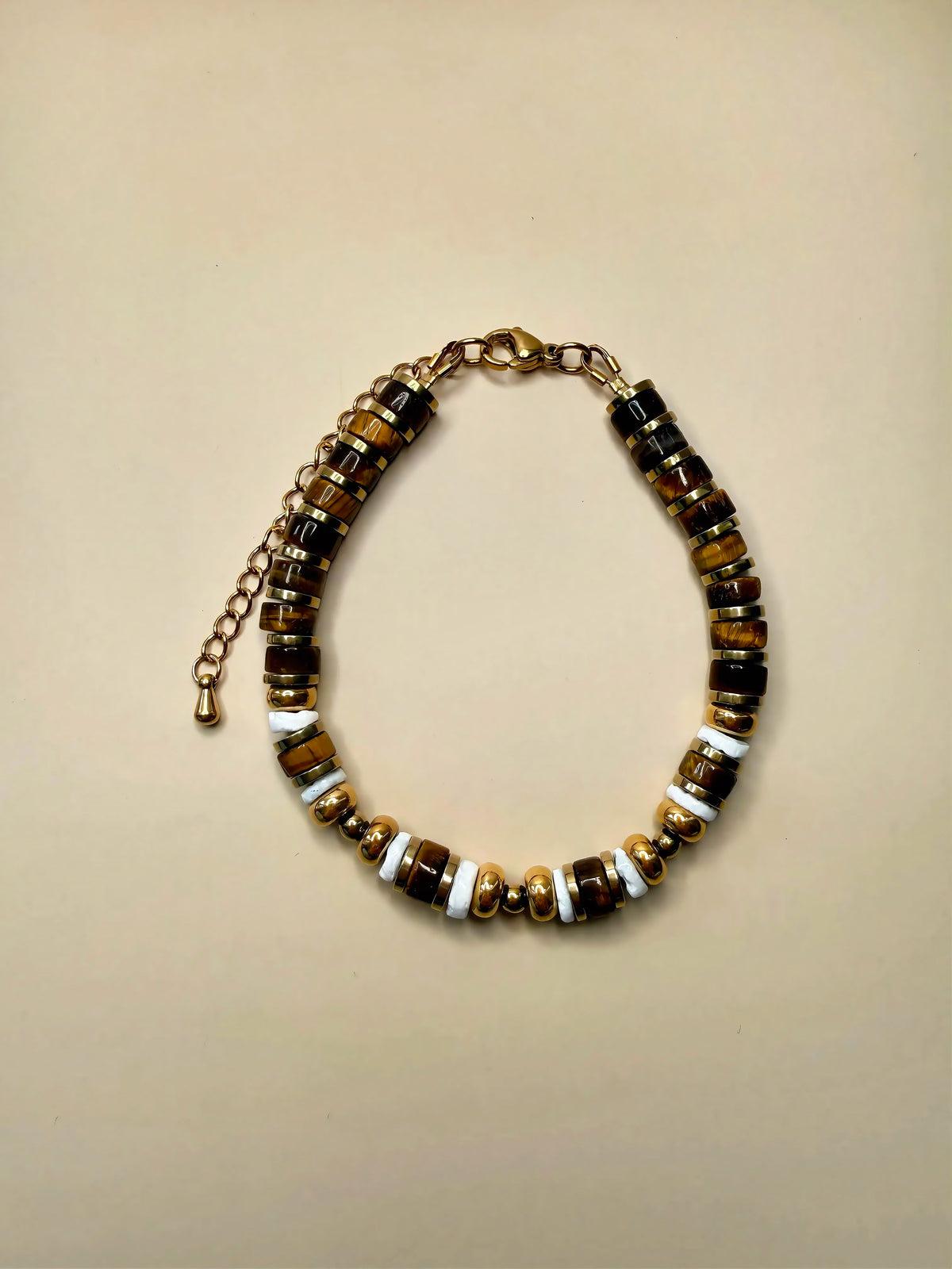 Bracelet SIENNA — DUNE – Œil de tigre & coquillage