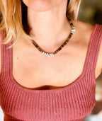 Collier Sienna – Œil de tigre, nacre & hématite dorée