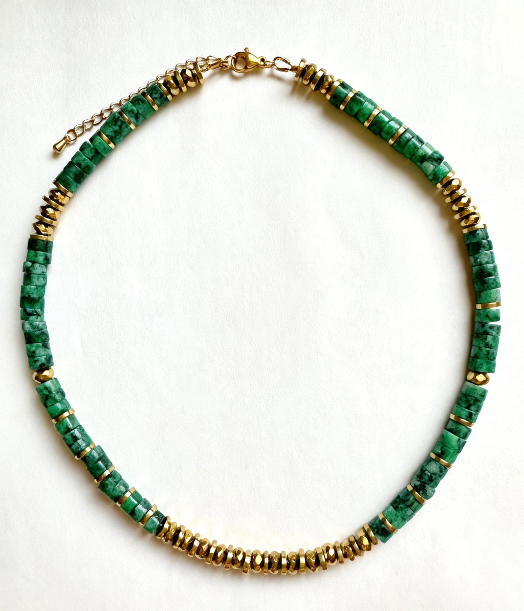Collier CALYPSA – Turquoise africaine & hématite dorée