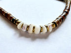 Collier Sienna – Œil de tigre, nacre & hématite dorée