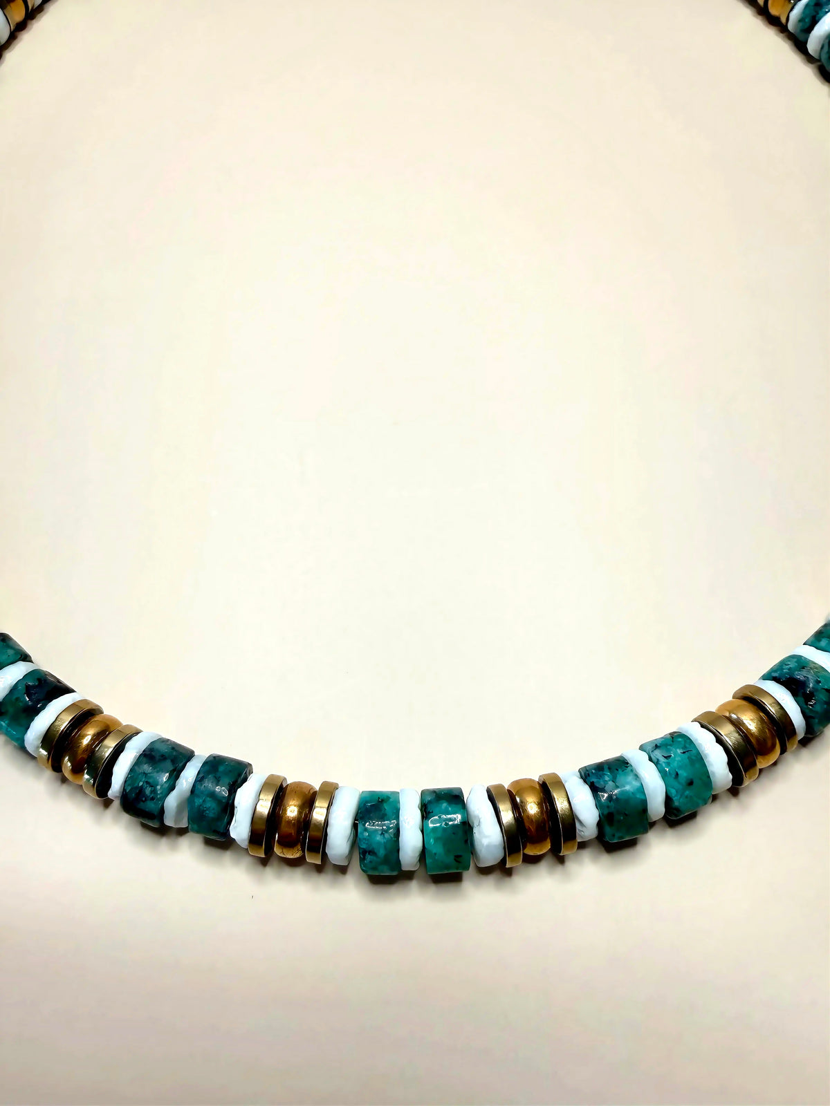 Collier CALYPSA — ELIA - turquoise & coquillage